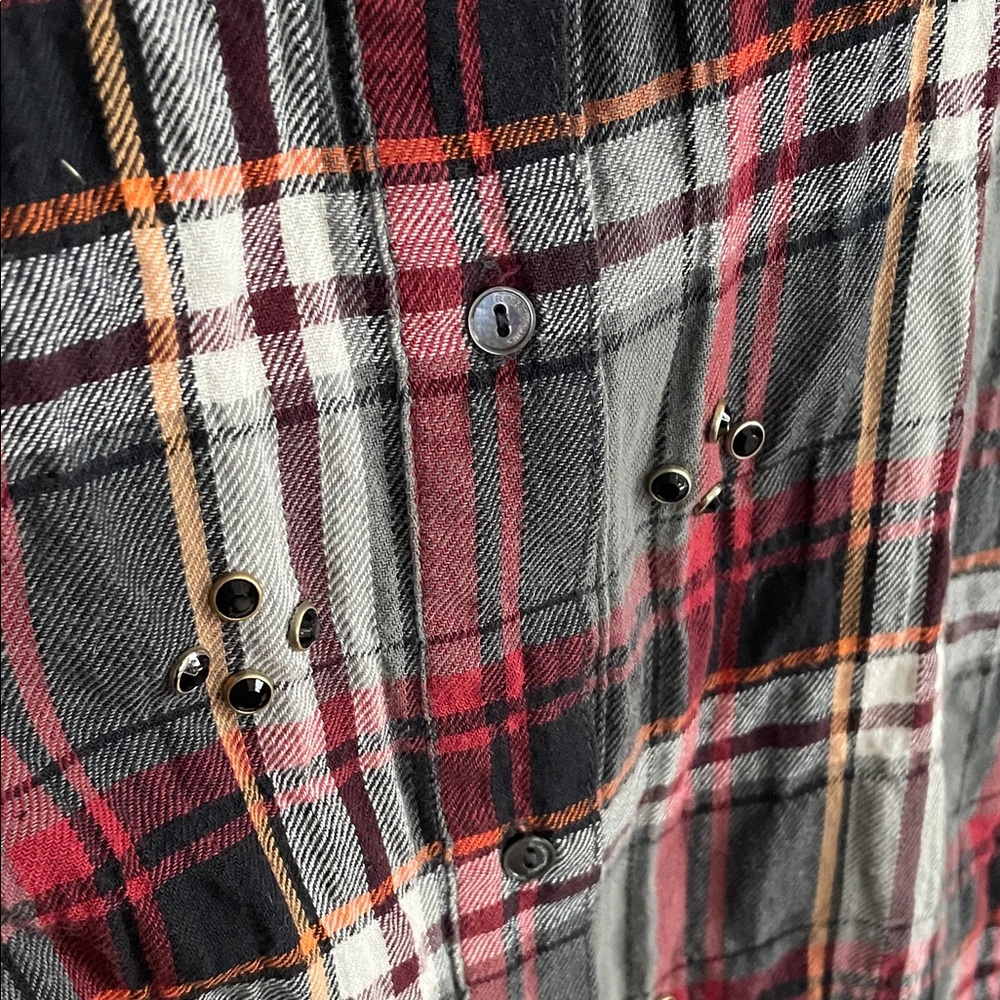 Elizabeth and James Plaid Red and Flannel Shirt Embellishments Size 0 - Picture 4 of 9